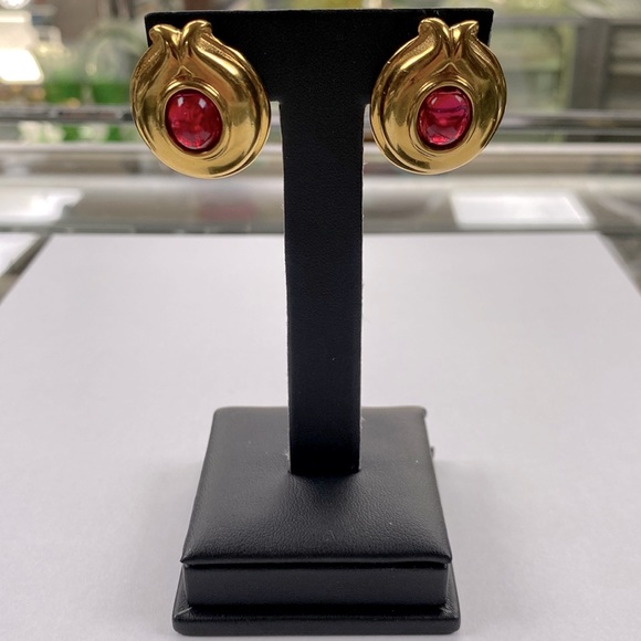Vintage Fendi Red Stone Post Earrings